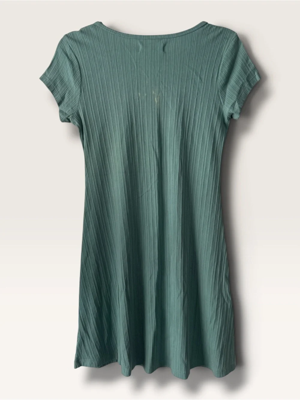 Treasure & Bond Girls Short Sleeve Ribbed Henley Dress - Teal Green, XL (14/16)